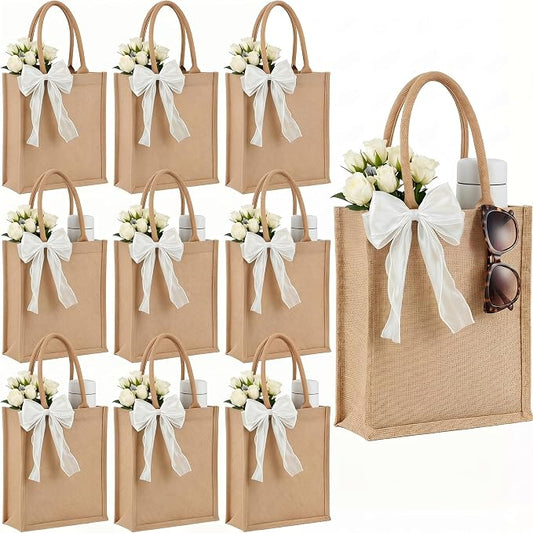 Large Burlap Tote Bags Set with Handles,Jute Tote Waterproof Reusable Bridesmaid by Unknown