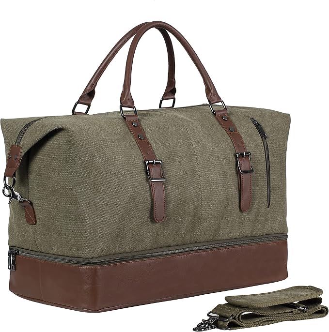 Weekender Overnight Bag Carry On Bag Travel Bag with Shoe Pouch by Seyfocnia