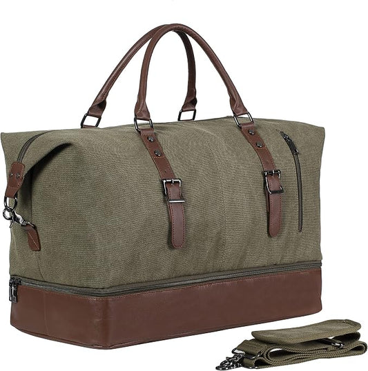Weekender Overnight Bag Carry On Bag Travel Bag with Shoe Pouch by Seyfocnia