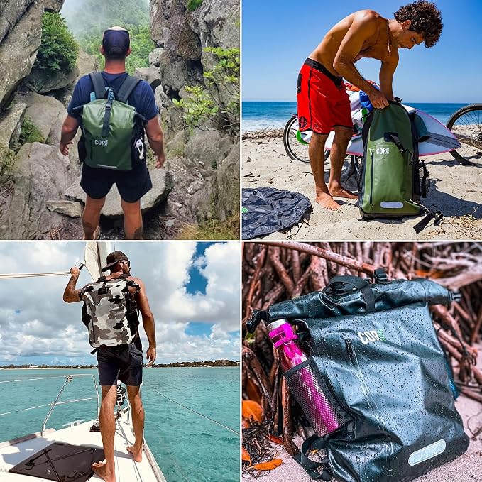 COR Surf 100% Waterproof Heavy Duty Backpack And Dry Backpack For Swimming, Boating Or Kayaking, Roll-top Design With Sonically Welded Seams And Padded Laptop Sleeve (40L, 21 x 15 x 8 Inches) - Image 8
