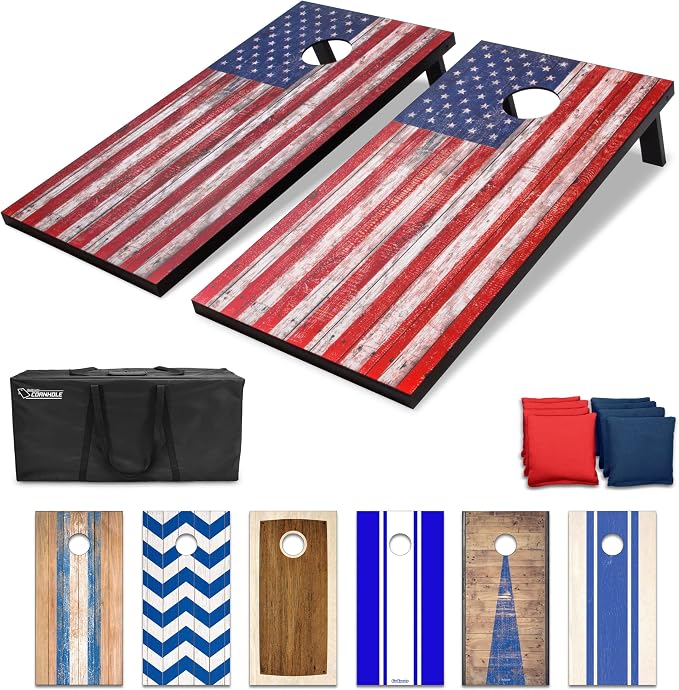 GoSports Portable Cornhole Sets, 8 Styles – Choose 4 x 2 ft or 3 x 2 ft - Boards Include 8 Bean Bags, Travel Case, and Game Rules by GoSports