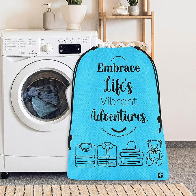Kuber Industries Pack of 5 Cloth Storage Bag | Non-Woven Storage Organizer | Travel Cloth Carrying Bag | Garments Cover for Laundry | Travel Storage Organizer for Clothing | Large | Sky Blue - Image 4