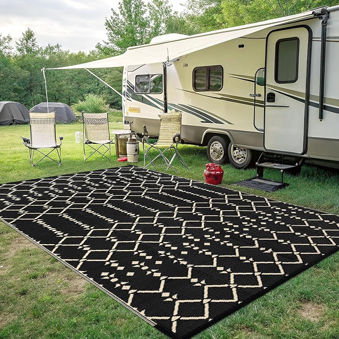 Smiry Outdoor Rug 8x10 ft, Waterproof Reversible Plastic Straw Rugs, Boho Outdoor Area Rug, Outside Floor Mat for Patio, Backyard, Deck, Picnic, Beach, Camping, Beige - Image 7