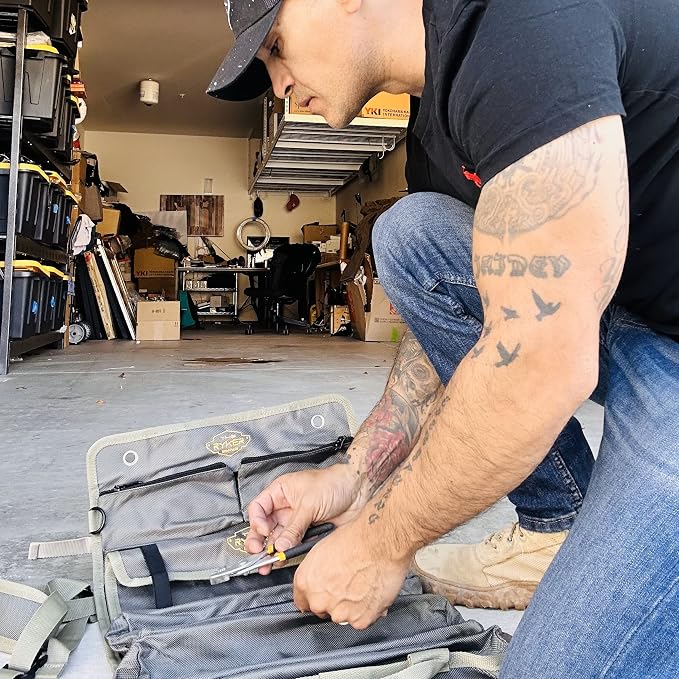 Ryker PRO Heavy Duty Motorcycle Tool Roll Up Bag w/Socket Wrench Organizer | Motorcycle Accessories Camping Trunk Organizer for Storage & Plumbing Tools. Tool Box Work Boat Bag with Waterproof Pouches - Image 7