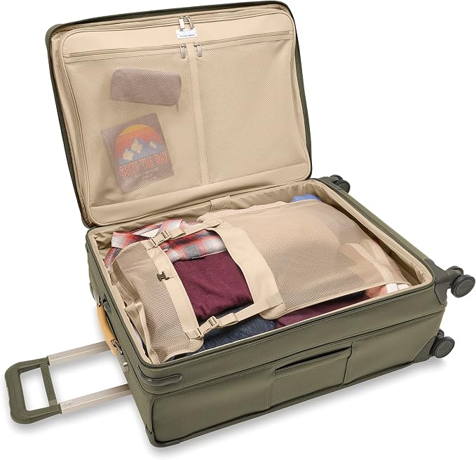 Briggs & Riley 29" Large Expandable Spinner - Checked Luggage for Travel, Suitcases with Wheels, Softside Rolling Bag for Men & Women, Self-Repairing Zipper - Baseline Collection, Olive - Image 12