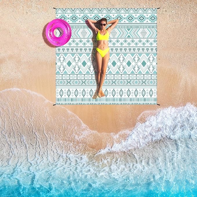WIWIGO Beach Blanket Waterproof Sandproof Beach Mat 79" X 83"/10'x9'for 2-8 Adults Quick Drying Outdoor Picnic Mat Beach Accessories for Travel, Camping, Hiking - Image 6