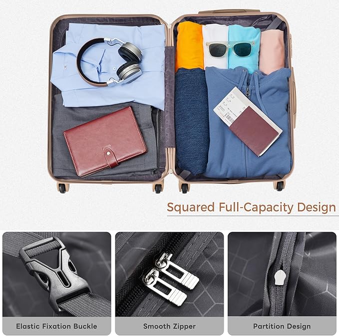 Merax 3 Piece ABS Hardshell Luggage Sets Spinner Wheel Suitcase TSA Lock Suit Case - Image 3