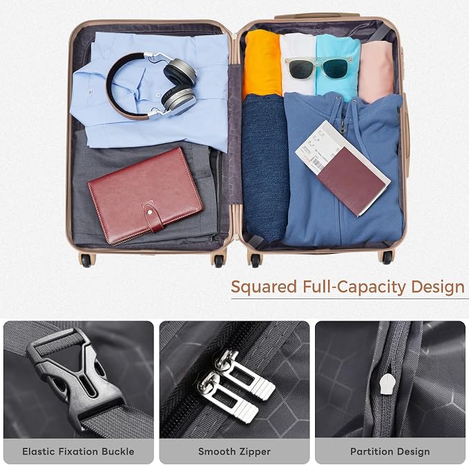 4-Piece Luggage Set, Suitcase with TSA Lock Travel Duffel Bag Wet-Dry Toiletry Bag, Blue - Image 7