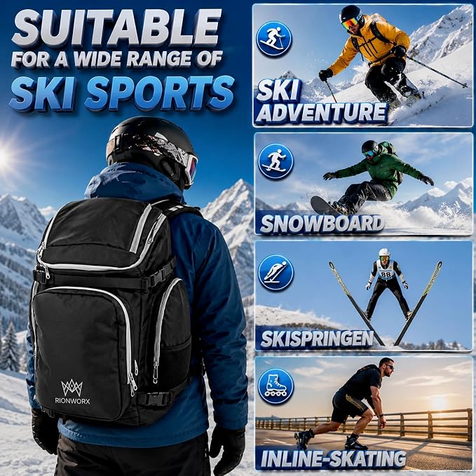 Ski Boot Bag - Waterproof Ski and Snowboard Travel Backpack, TSA Lock, Ventilated Boot Compartment - Durable Ski Backpack for Boots, Goggles, Helmets & Others - Image 8