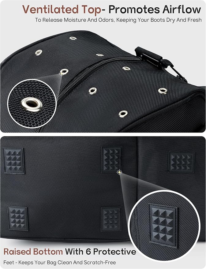 FitsT4 Sports Equestrian Boot Bag Comfort Grip Multi-Functional Horse Riding Gear Pack for Helmet Horsewhip Padded Divider Equipment - Image 4