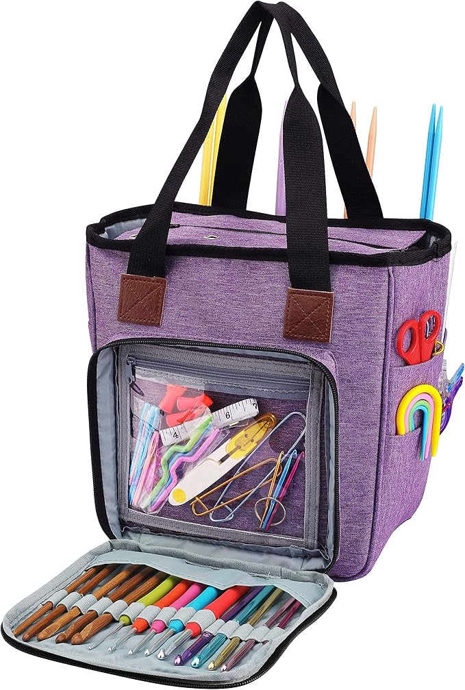 crochet bag,knitting bagBackpack and Tote Bag Storage Bag ，Large capacityYarn Storage Organizer Travel Crochet Bag Women Carrying Crochet Accessories Knitting Needles Crochet by KOKNIT