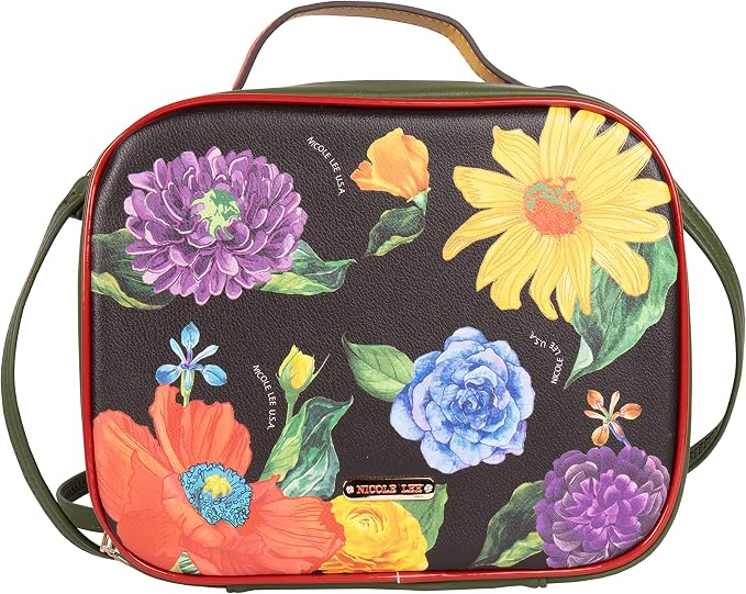 Nicole Lee Travel Handbag Crossbody Set with 3 Fashion Print Makeup Pouches, Women's Cosmetic Toiletry Organizer (Be My Valentine) - Image 9
