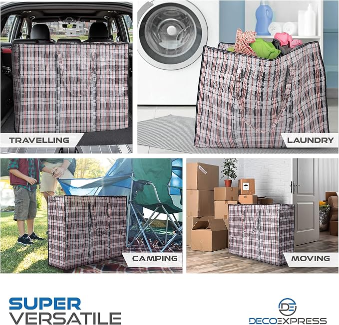 8 Pack Heavy Duty Moving Bags with Strong Zipper & Carrying Handles, 107L/ 28 gal Large Durable Clothes Storage Totes, 88 lbs Packing Moving Boxes, Closet Organizers and Storage (29.9x23.2x29.4 IN) - Image 2