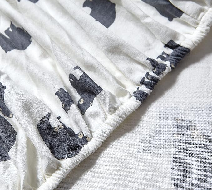 Eddie Bauer - Flannel Sheets Full Size, Anti-Pilling & Wrinkle Resistant Cotton, Touchably Soft for All-Season Comfort - Bed Sheets with Matching Pillowcases & Fitted Sheet (Bear Family Grey)