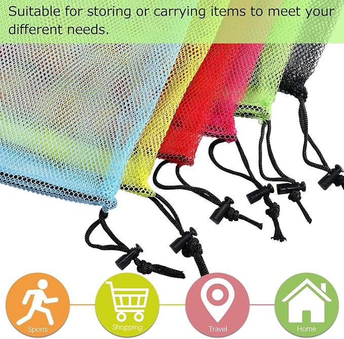 18"X24" 6Pcs Mesh Laundry Drawstring Bag Nylon Drawstring Gym Bag with Cord Lock Closure - Image 4