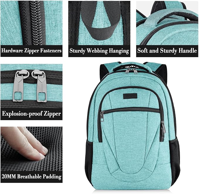 BIKROD Teal Backpack for Women and Men, Extra Large School Backpacks for Teens, Water Resistant Back Pack Fits 17 Inch Laptop, Business Anti Theft Sturdy Computer Bag Gifts - Image 3