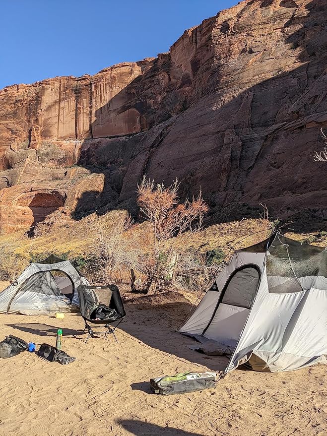 iClimb Ultralight Compact Camping Folding Beach Chair with Anti-Sinking Large Feet and Back Support Webbing (Red - Square Frame - 2PC) - Image 8