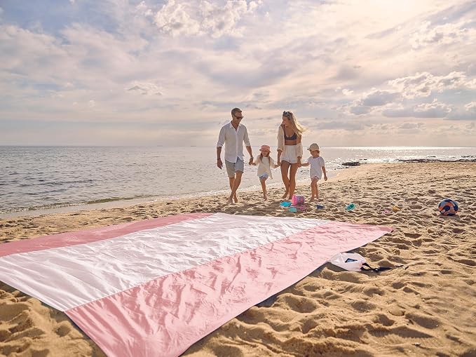 WEKAPO Beach Blanket Sandproof Waterproof, Extra Large Beach Mat, Oversized & Compact Sand Free, Quick Drying Beach Essentials for Vacation, Cruise, Picnic & Camping with Stakes - Image 8