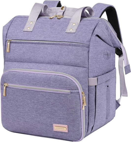 Nail Polish Organizer Case Backpack Holds 70 Bottles (15ml/0.5fl.oz) & Nail Lamp, 2 Layers Detachable Nail Kit Storage Case, Large Travel Nail Supplies Shoulder Bag for Manicure Tools (Purple) by LTINVECKBackpack