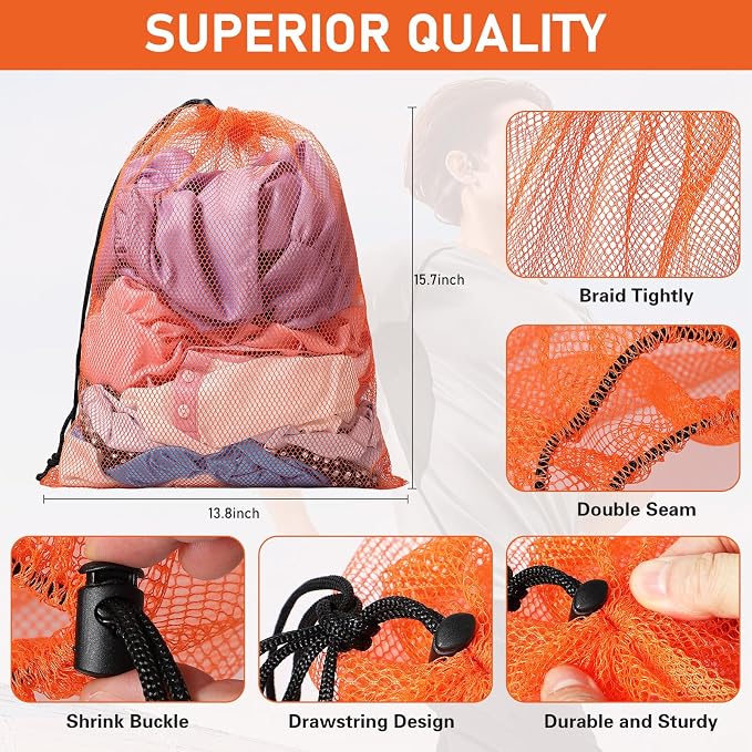 Mesh Bag Drawstring Mesh Bag Multicolor Nylon Bag Small Gym Bag Travel Beach Bag Locking Closure Storage Bag For College, Gym, Yoga, Sport - Image 5