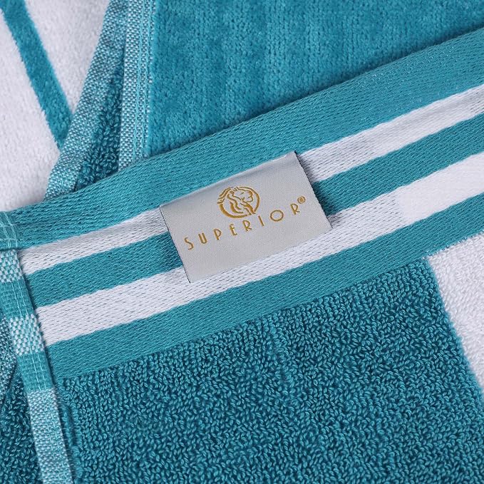 Superior Cotton Cabana Striped Beach Towels, Colorful Towels for Adult, Kid, Pool, Swimming, Sand, Travel, Large Oversized, Absorbent, Fast Drying, Bath Basics, Cabana Collection, 1 Piece, Turquoise - Image 6
