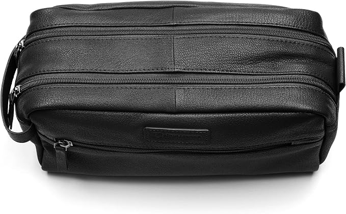 Alpine Swiss Sedona Toiletry Bag Genuine Leather Shaving Kit Dopp Kit Travel Case - Image 3