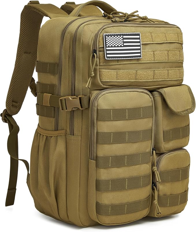 Wotony Tactical Backpack - Military waterproof backpack with multiple pockets and tactical gear for the outdoors (khaki, 35L) - Image 2