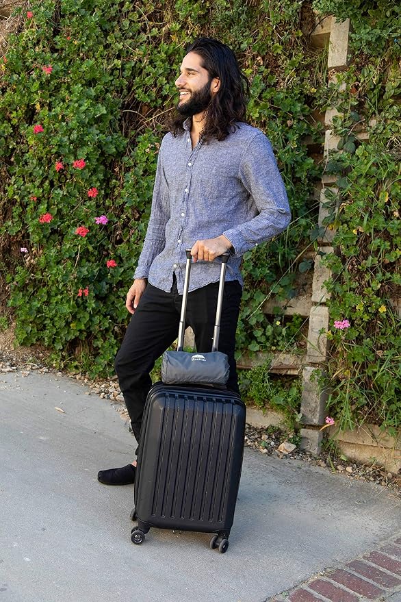 BlueHills Ultra Compact Travel Blanket Pillow Airplane Long Flights - Gray | Portable Bag Case, 70 X 56 Large Size, Luggage Strap & Carabiner, Traveling Essential, Compact & Lightweight, Travel Gifts - Image 8
