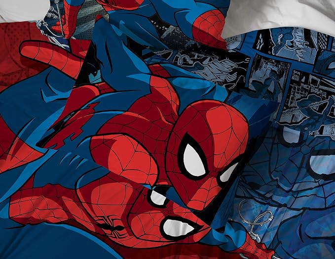 Jay Franco Kids Sheet Set with Fitted, Flat Sheets & Pillow Cover - Ultra-Soft Bedding with Pillowcase for Room Decor, White - Spiderman, 4 Piece Full - Image 5