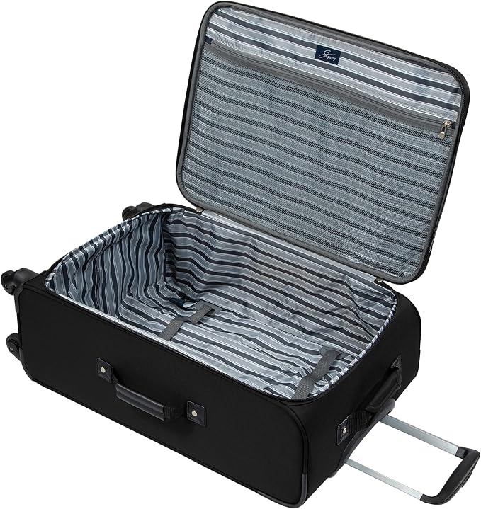 Skyway Epic Softside 3-Piece Luggage Set - Lightweight Suitcase with Wheels | TSA Approved Travel Bag | Spinner Suitcase | Luggage Set with Telescoping Handle, 20", 24" & 28", Black - Image 7