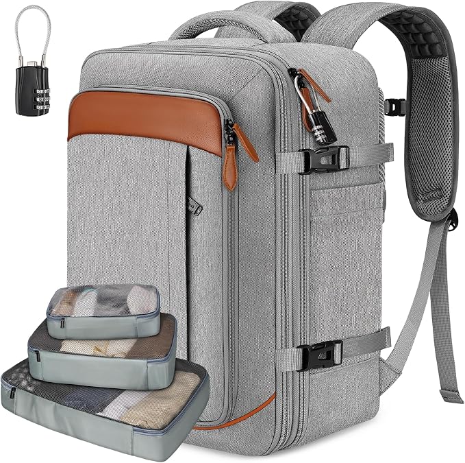 Vancropak Carry on Backpack, Flight Approved 18x14x8 Inches Travel Backpack | 3 Packing Cubes, Expandable 40L Anti Theft Luggage Suitcase Fits 17.3" Laptop, Shoe Compartment, Carry on Bags for Airplanes - Image 8