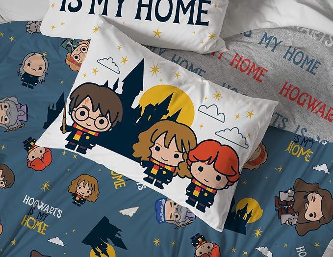 Jay Franco Harry Potter is My Home 5 Piece Full Bed Set - Bedding Features Harry, Ron, Hermoine, Hagrid, and Dumbledore | Hogwarts, Bed in a Bag, Comforter Sheets Pillowcases, Official Product, Soft Microfiber, Machine Washable, Kids Gift - Image 6