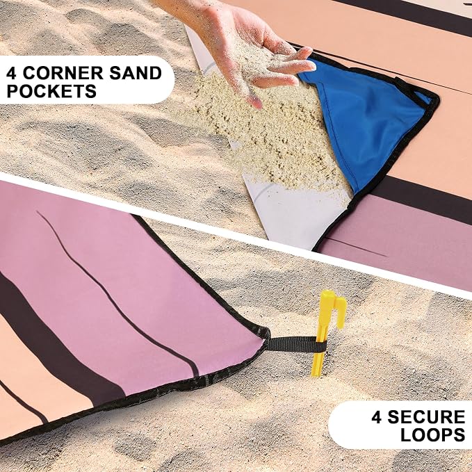 HIHOHO Beach Blanket Waterproof Sandproof Extra Large Beach Mat 79" X 83"/120"x108"for 1-8 Adults Quick Drying Durable Outdoor Picnic Mat for Beach Travel Camping Hiking - Image 2