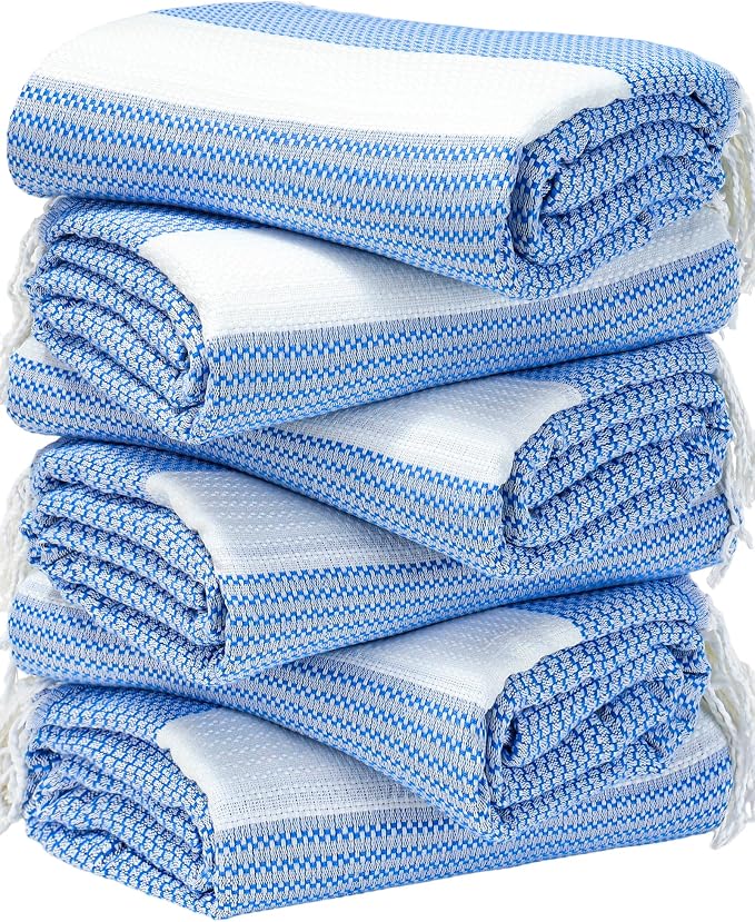 6 Packs Oversized Turkish Beach Towels Set Bulk Clearance Sand Free Pool Swim Bathroom Camp Large No Sand Towel Adults Travel Essentials Cruise Must Haves Accessories Vacation Stuff Deep Blue Dot Set by genovega