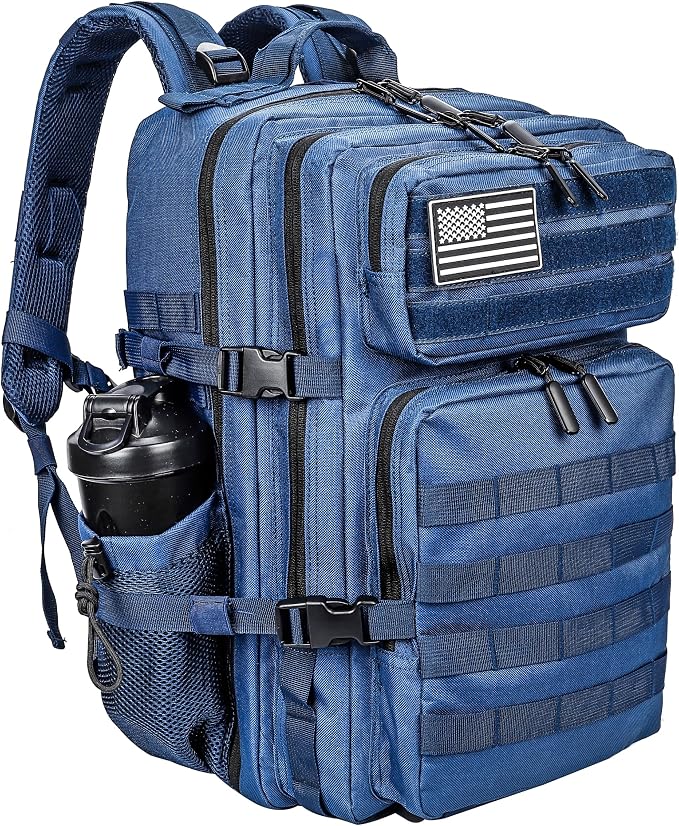 LHI Military Tactical Backpack for Men and Women 45L Army 3 Days Assault Pack Bag Large Rucksack with Molle System - Blue by LHI