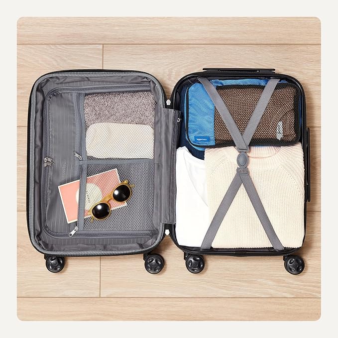 Amazon Basics 26" Hardside Medium Checked Luggage, Expandable Hardshell Suitcase with Wheels, Scratch-Resistant Surface, Four Multi-directional Wheels, Orange - Image 4