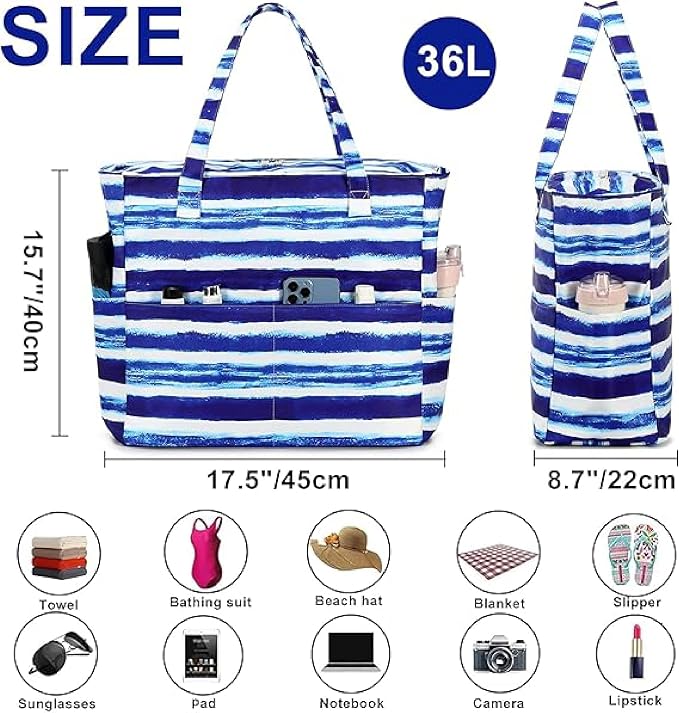 Bluboon Waterproof Beach Tote Pool Bags for Women Ladies Extra Large Carry On Bag With Wet Compartment for Weekender Travel - Image 4
