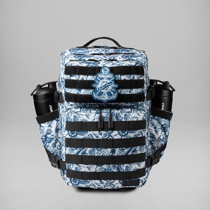 WOLFpak 35L Athletic Gym Backpack (Sailor's Curse) - Durable 1000D Waterproof Oxford Material with MOLLE Webbing, Laptop Pocket & Dual Cup Holders, Durable Fitness/Travel/Military Daypack by WOLFpak