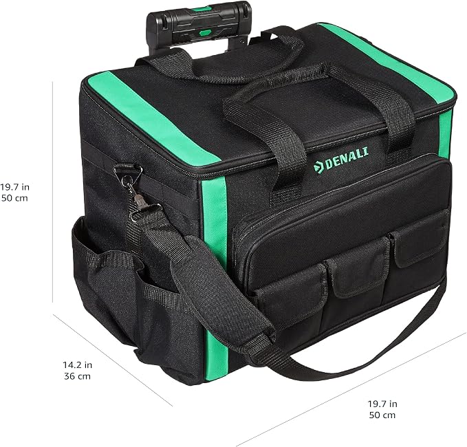 Amazon Basics Tool Storage Rolling Bag with LED Light, 20 Pockets, Adjustable Shoulder Strap, Black - Image 6