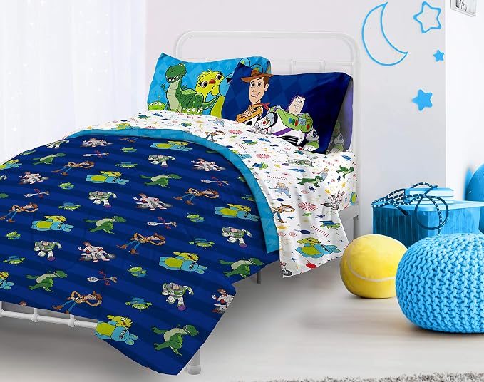 Disney Toy Story Buzz Woody Twin Comforter Set 4 Piece Kids Bedding, Blue | Jessie Rex, Bed in a Bag, Comforter Sheets Pillowcase, Official Product, Soft Microfiber, Machine Washable, Kids Gift - Image 7
