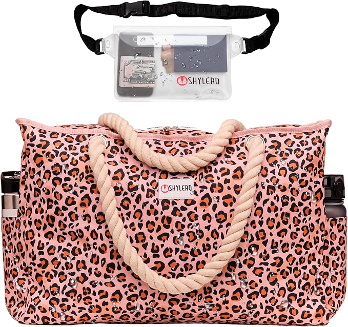 Beach Bag and Pool Bag Has Cooler Pocket, 7 Pockets Total, Zip Top. Family Size Waterproof Beach Tote - Image 9