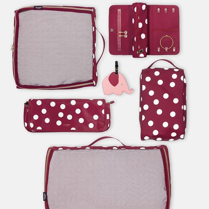 kate spade new york Packing Cube Set of 3, Julie Dot | Pack of Luggage Organizers in 3 Sizes with Mesh Windows, Zipper Closures, and Carry Handles for Travel - Image 8