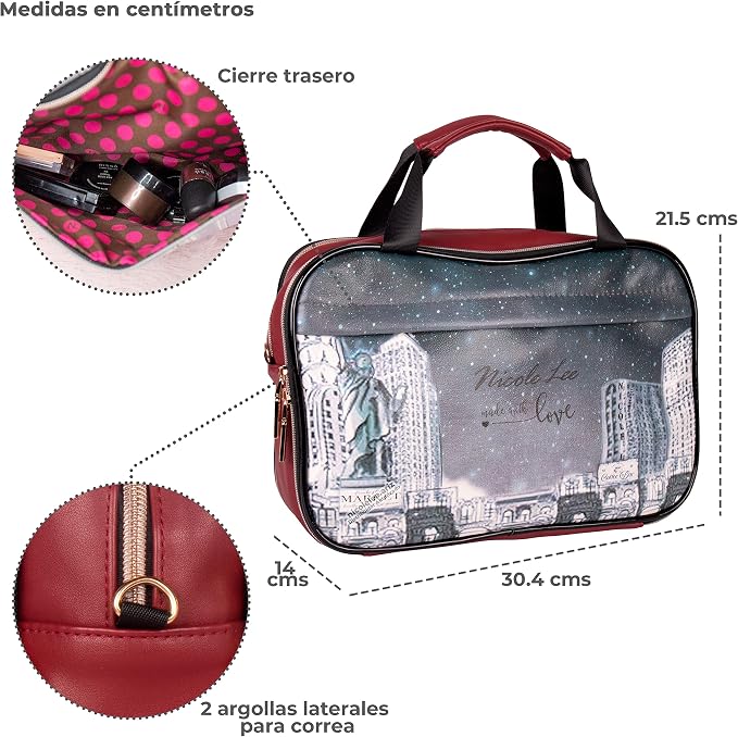 Nicole Lee Cosmetic Makeup Bag for Women - Multi Organization Toiletry Travel Bag with 5 Compartments (Sara is Soft but Strong) - Image 7