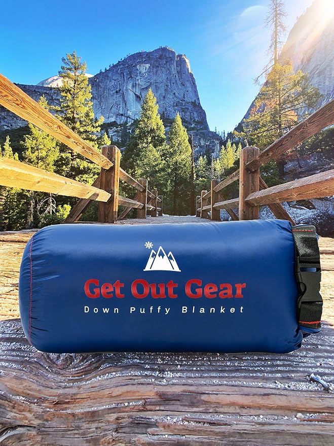 Get Out Gear Down Camping Blanket - Puffy, Packable, Lightweight and Warm | Ideal for Outdoors, Travel, Stadium, Festivals, Beach, Hammock | 650 Fill Power Water-Resistant Backpacking Quilt - Image 2