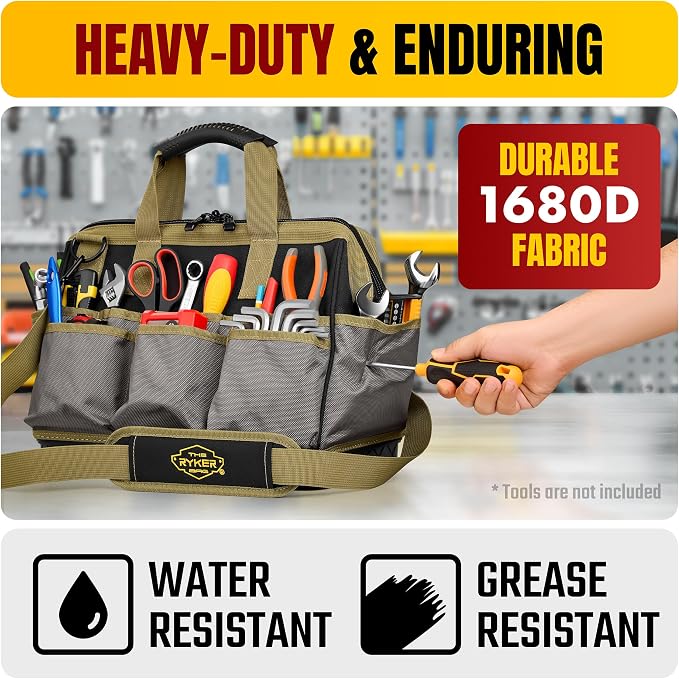 Ryker 16’’ Heavy Duty Tool Bag. Tool Box Organizer for Electrician & Plumber - Image 5