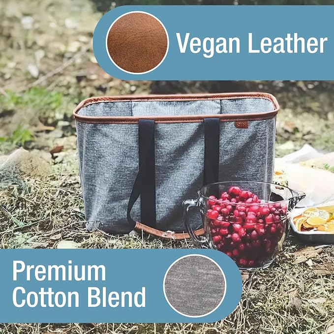 CleverMade Collapsible LUXE Tote, 30L Foldable Grocery Shopping Bag, Reusable - Image 4