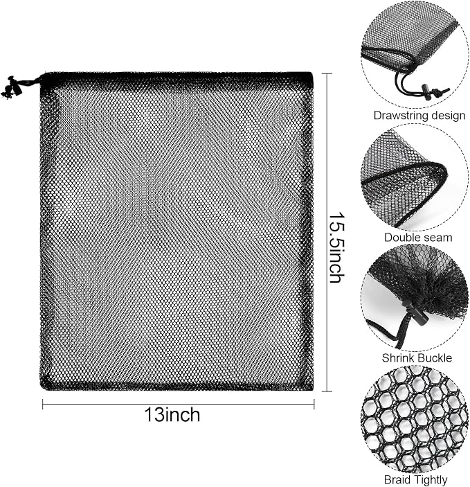 iMucci 13"X15.5" 100Pcs Mesh Laundry Drawstring Bag Nylon Drawstring Gym Bag with Cord Lock Closure - Image 3