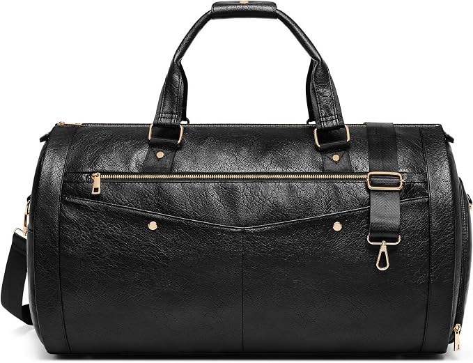 Garment Bag for Travel, Convertible Suit Garment Bag for Men, Stylish Carry On Garment Bag with Shoulder Strap, 2 in 1 Foldable PU Leather Garment Duffle Bag Suit Travel Bag for Men, Black - Image 8
