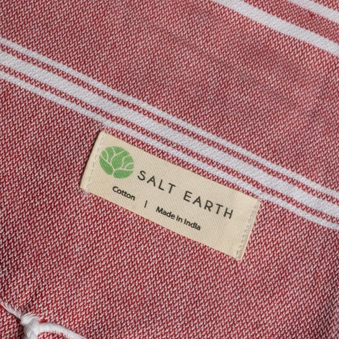 Salt Earth 100% Cotton Sateen Turkish Beach Towel (Set of 4, 36"x72") - Soft, Quick Dry, Absorbent Towels for Bathroom, Home, Travel, Pool, Spa, Bath, Swim - Beach Towels Oversized (Lavender, Red) - Image 2