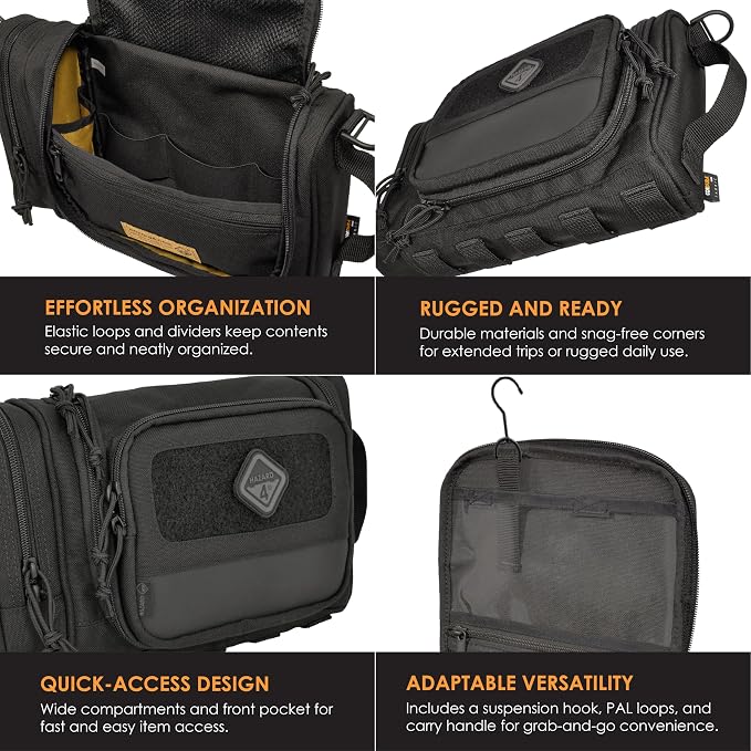 HAZARD 4 Reveille: Rugged Grooming Kit/Heavy-Duty Toiletry Bag - Black, 11.8 x 8.3 x 4.7 inches - Image 6